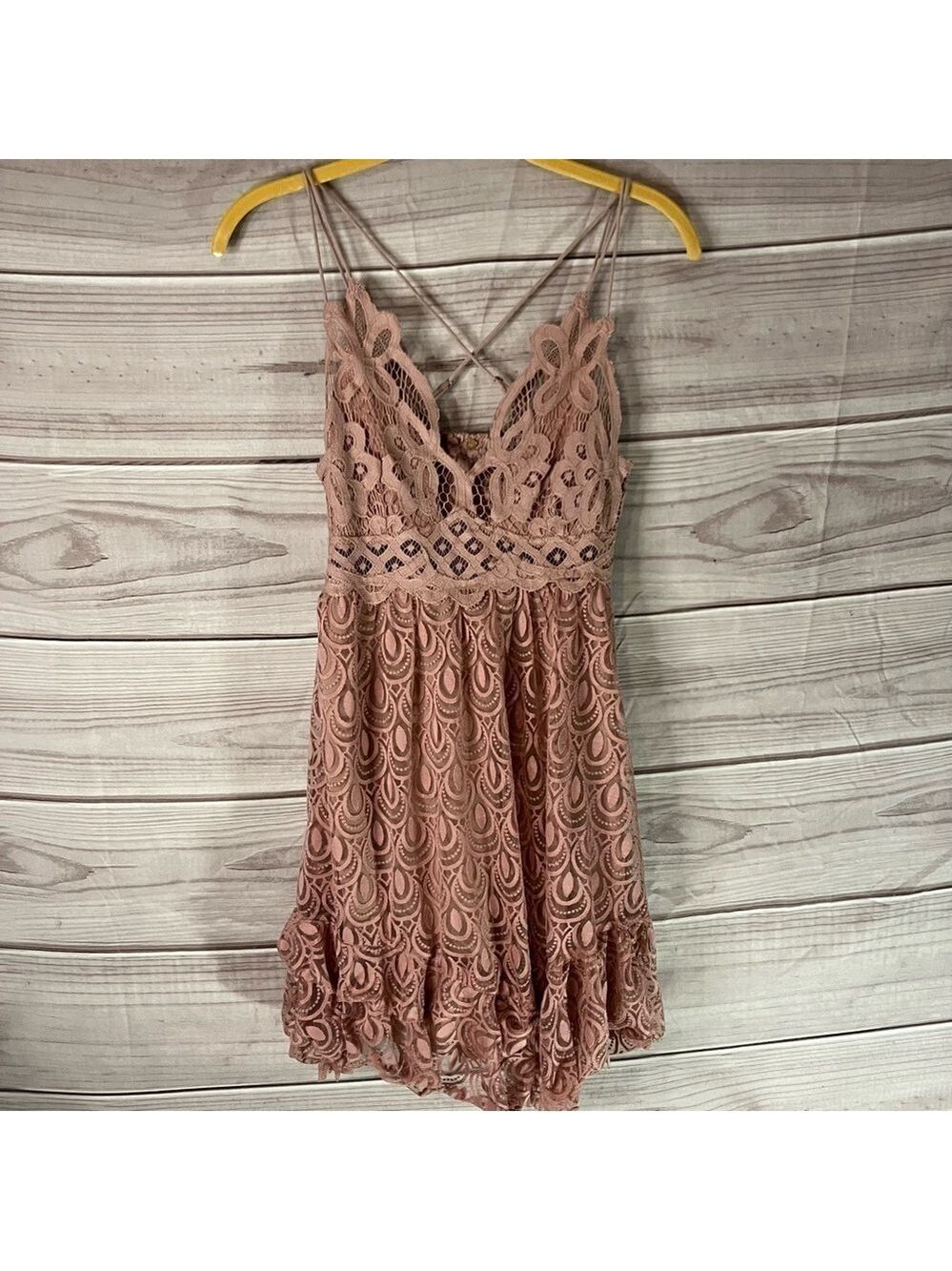 FREE People Adella Crochet Lace Slip Velvet Burnout Dress in Pink - Picture 4 of 12